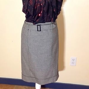 Talbots Houndstooth Cuffed Pencil Skirt with Belt